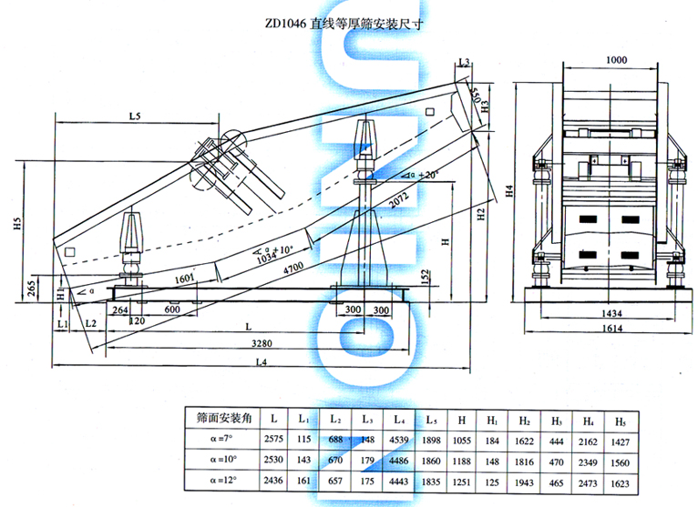 ZD型直线等厚筛安装尺寸图3