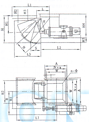 DYSZ电液动扇形闸门外形尺寸图